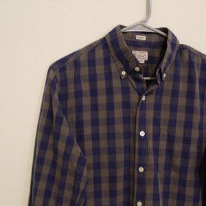 j.crew / collared shirt / brown & navy plaid